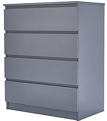 Panana Wooden 3/4/5/6 Chest Of Drawers with Metal Runner Modern Bedroom Bedside Storage Cabinet Unit for Hallway Living Room (Gray, 40D x 70W x 85.6H cm)