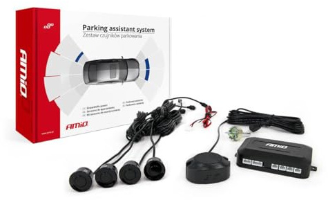 AMIO Parksensor Einbau mit 4 Summern in Schwarz Sensorsummer