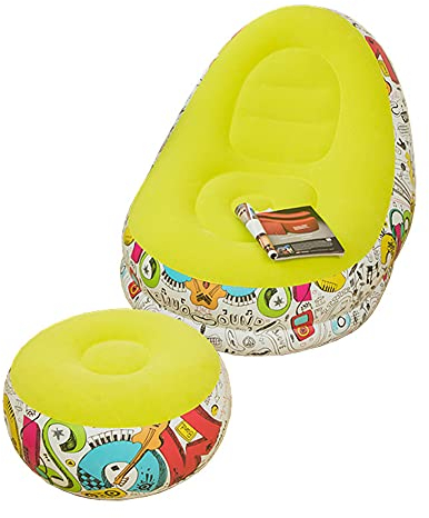 CANDeal Aufblasbarer Sessel, Garten Aufblasbares Sofa, Relaxsessel Fernsehsessel TV Sessel Luftsessel mit Fußhocker, Aufblasmöbel Lounge, Tragbar Sitzsack, fauler Klubsessel für Hof, Zuhause