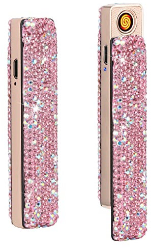 Bling Electric Candle Lighter - Rechargeable USB Arc Lighter, Flameless, Pink