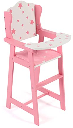 Bayer Chic 2000 - 501-88 - Puppenhochstuhl für Puppen bis 46 cm, Puppenmöbel, Puppenzubehör, Stars pink, 30 x 26.5 x 59 cm
