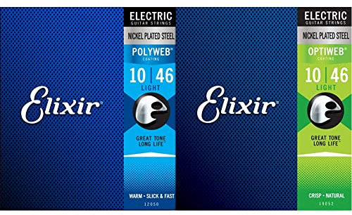Elixir® Saiten E-Gitarrensaiten mit POLYWEB® Beschichtung, Light (.010-.046) & 19052 Saiten E-Gitarrensaiten mit OPTIWEB™ Beschichtung, Light (.010-.046)