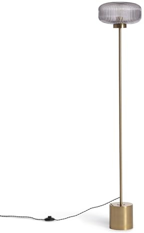 LEDKIA Stehlampe aus Metall und Glas Windsor Gold | Metall & Glas Design | E27 Fassung | Für Wohnzimmer, Küche & Schlafzimmer | Elegantes Retro-Design