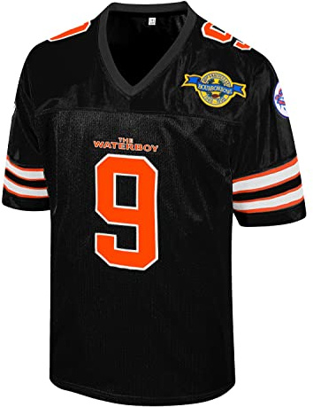 Bobby Boucher #9 The Waterboy Adam Sandler Movie Mud Dogs Bourbon Bowl Football Jersey(Black-L)