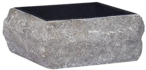 Tidyard Waschbecken Aufsatzwaschbecken Waschtisch Waschplatz Waschschale Handwaschbecken Naturstein Becken Badezimmer Schwarz 30 x 30 x 13 cm (B x T x H) Marmor