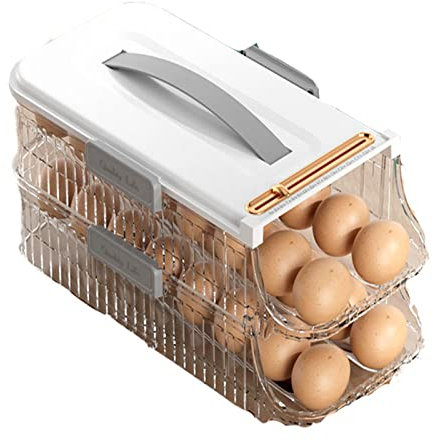 GiMlY Envase para Huevos con Tapa,Hueveras para Frigorifico Cartón de Huevos Plástico con Capacidad para 16 Huevos,para Cocina (Blanco), Partón de Huevo,Clear,13.9cm