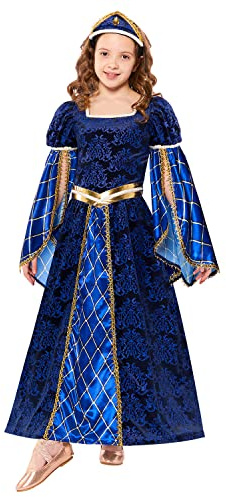 amscan 9916113 Disfraz histórico Blue Girls Curriculum Tudor de lujo, 6-8 años