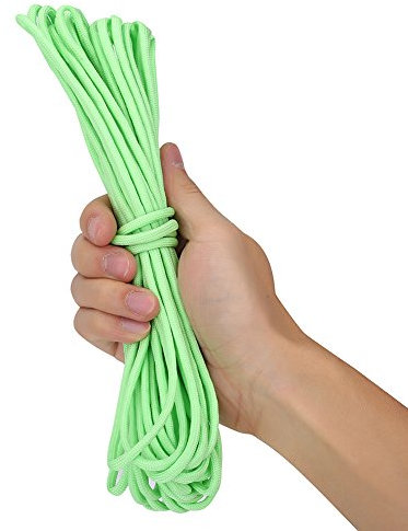 KOSDFOGE Überlebens-Paracord-Armband-Seil-Kits, 32,8 Fuß, 5 Farben, Leuchtendes Paracord-Schnur-Lanyard, 9 Kerne, Outdoor Survival, Im Dunkeln Leuchtendes Paracord-Seil, Lanyards, Hundehalsband(Grün)