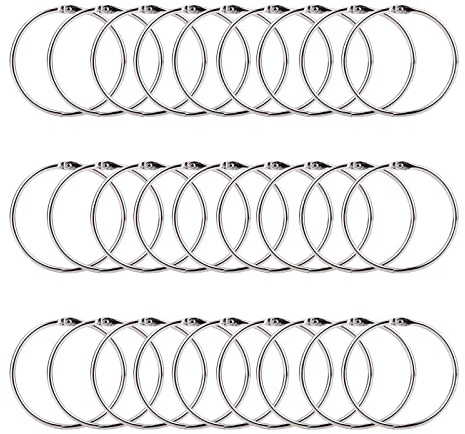 Buchringe,Bücher Ringe 50 Stück Ringbinder,Silber Karteikarten Ring,50mm o Ringe Metall,Loseblatt Verbinder Ringe Heftringe,Gardinenringe Zum öffnen Ring Binder
