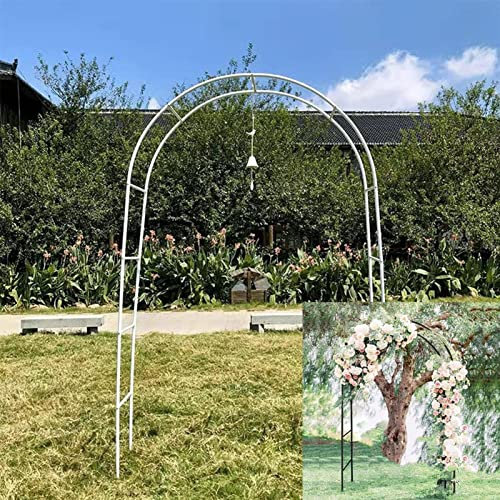 Arche Jardin Aluminium Largeur, Arche À Rosiers Métal, Filet À Plantes Grimpantes, Filet de Treillis, pour Récolte de Concombres, Légume, Vignes, Plantes Grimpantes,Blanc,350x220x40CM