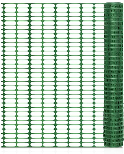 Yakimz Schutznetz Kunststoff, 1 x 50m, Kunststoff-Netz Absperrzaun Bauzaun Warnnetz Auffangnetz Fangnetz Wildzaun Fangzaun Warnzaun Zaun Netz Baustellnetz Waldzaun, Grün, 2 Stück