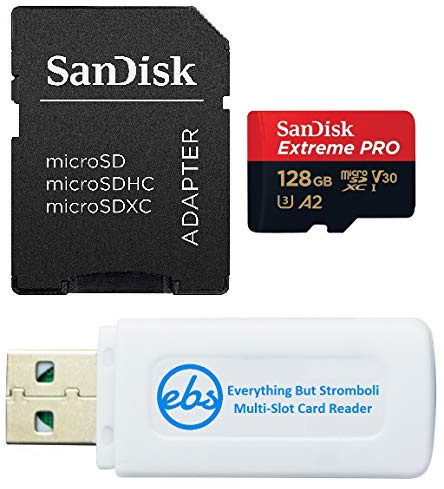 SanDisk - Tarjeta de memoria Micro SD Extreme Pro de 128 GB, funciona con cámara de acción GoPro Hero 12 Black (SDSQXCD-128G-GN6MA) paquete con Everything But Stromboli MicroSDXC y lector de tarjetas | Compatible con héroe 12 negro (SDSQXCD-128G-GN6MA) paquete con 1 lector de tarjetas Everything But Stromboli MicroSDXC y SD
