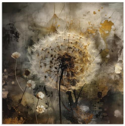 ARTland Wanddeko Wandbild Alu Verbundplatte für Innen & Outdoor Bild Garten Pflanzen Blumen Pusteblume Abstrakt Collage Modern U4WR
