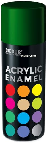 Biodur Universelle Acryl-Emaille Sprühlack 400 ml, Glänz RAL 6005 Moosgrün, Glänzend, Akrylemaille UV-beständig, Universell Einsetzbar für Innen- und Außenbereich, Schnelltrocknend Sprühdose