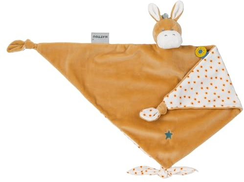 Nattou Großes Schnuffeltuch aus Polyester, Esel Leo, Wegbegleiter ab der Geburt, Ca. 65 x 40 cm, Felix und Leo, Beige