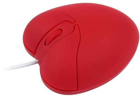 Tynerza Kabelgebundene Maus, herzförmige kabelgebundene niedliche Cartoon-Maus, tragbare kleine kabelgebundene Reisemaus, geeignet für Computer, Laptops, Schulen, Heimbüros, Kindergeschenke (rot)