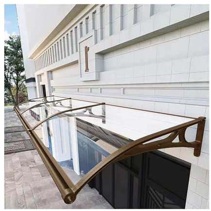Auvent Porte et Fenêtres D'entree Marquise Porte D'entree Marquise de Porte Exterieur Contre Pluie Neige UV, Porte Toit Marquise Abri Protection en Polycarbonate et Aluminium (Color : Gold, Size : W