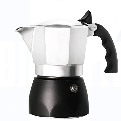 OQHAIR Mocha Pot Cafetera de Acero Inoxidable con Mango antiescaldado, cafetera para Estufa (Color: Plata, tamaño: 6 Tazas) (Plata 2 Tazas)