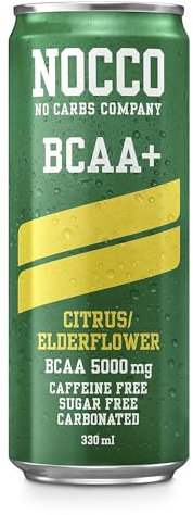 Nocco BCAA Energy Drink 330 ml sin cafeína - cítricos/flor de saúco, 12 piezas