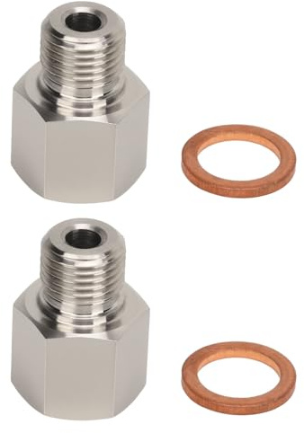 2 Pieces Sender Adapters 1/8in NPT Female To M10 X 1.0 Male Pressure Gauge Adapter Stainless Steel Oil Pressure Gauge Adapter with Washer