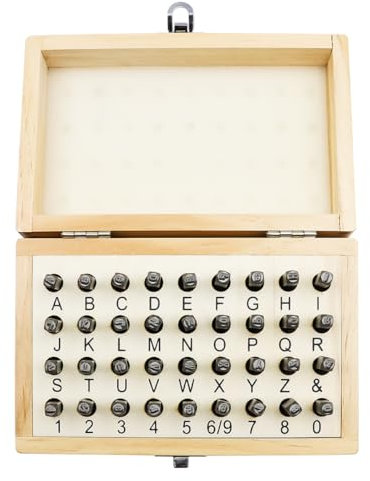 Sarini 36-teiliges Buchstaben- und Zahlenstempel-Set, DIY-Werkzeuge, Buchstabenstanzer-Set für Leder und Metall (3 mm)
