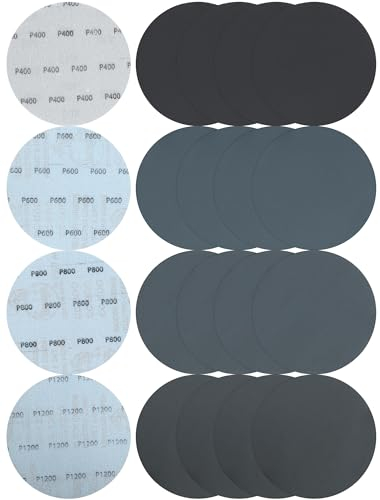 150 mm Disques de Ponçage, 40 Pièces Disque à Poncer Sec/Humide, Papier Abrasifs pour Meubles en Bois, Polissage Métallique(Grain 400/600/800/1200)