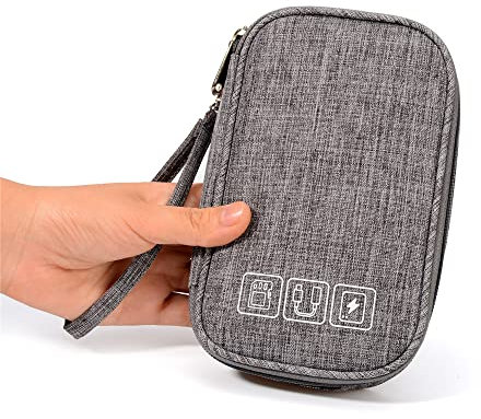 Kabeltasche,Kabel Organizer Tasche Tragbare Kabel-Orgainer-Tasche, externe Batterie tragen Beutel for Ladegerät, 20000mAh Power Bank, Handy, USB Kabel, Kopfhörer(Gray)