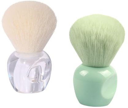 VBRHFRIF 2 Pieces Nail Brushes, Round, Medium, Plastic Handle, Fiber Head, Transparent, Light Cyan