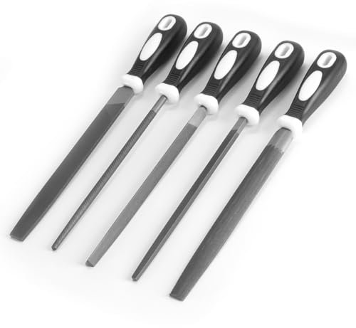 STAHLWERK Stahlfeilen 5er Set 200 mm | 8 Raspeln | Metallfeilen | Werkstattfeilen | Feilen-Satz zum professionellen Bearbeiten von Metall, Holz und Kunststoffen