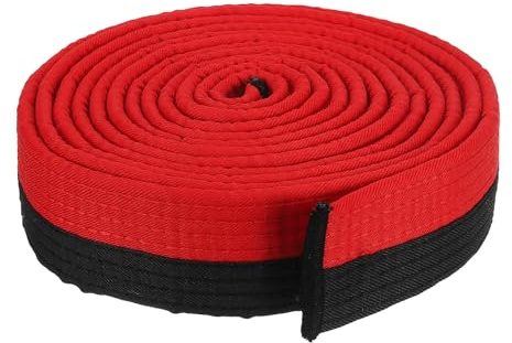 PATIKIL Taekwondo färgat rankningsbälte 3,8 cm x 10,5 m 3,2 m, polyester kampsport judo karate bälte för tränarundervisning, röd och svart