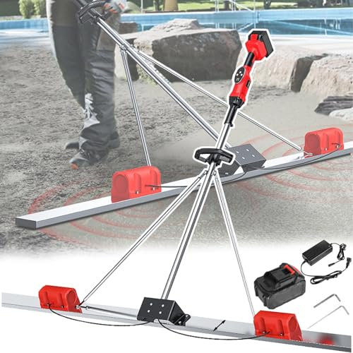 PLABNK Grattoir À Béton Électrique 150/180/200 Cm, 6000 TR/Min, 9 Vitesses Réglables, Triangulaire Fixe, avec Grattoir, Affichage Numérique, pour Le Traitement du Béton,2.0m