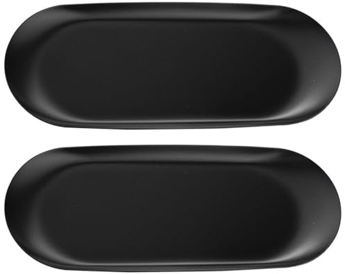 2-pack svarta förvaringsbrickor, rostfritt stålbricka, smyckesbricka, kosmetikbricka, matbricka, dekorativ bricka, hemtillbehör