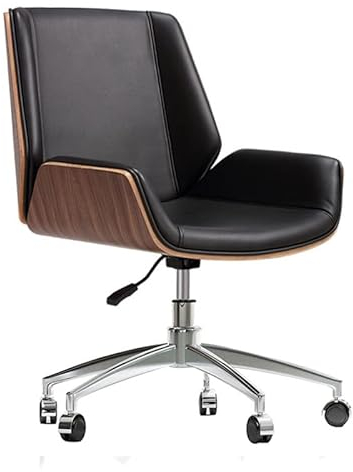 Ergonomischer Drehstuhl Schreibtischstuhl mit Rollen, Büro-Computerstuhl mit Armlehnen, höhenverstellbarer Sessel, Leder-Arbeitsstuhl