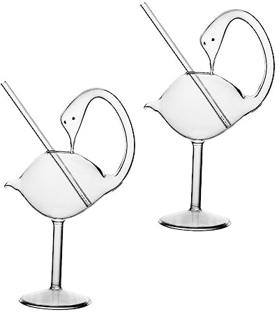 MAGICLULU Wine Cups Strong Dimensional Effect Delicate Workmanship and Cocktail Goblet 2pcs Swan Shaped Glass with 178ml Capacity for Daily Use and Decoration