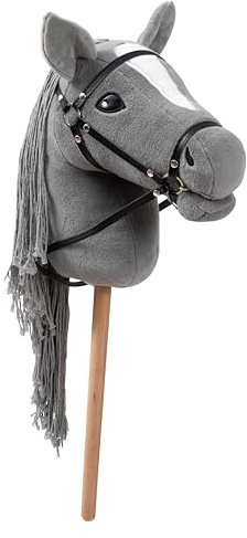Ella & Piet® Großes Hobby Horse Pferd Stormy mit Aufbewahrungsbeutel Steckenpferd Springpferd Spielpferd weicher Plüsch Größe wie A3 (Grau)