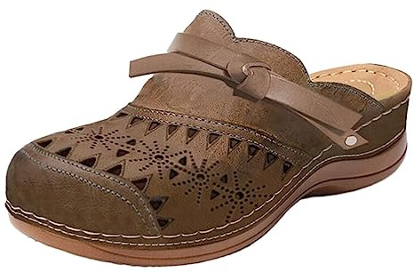 Träskor & sandaletter för kvinnor läder trädgårdsskor med rosett platta skor sandaler bekväma ortopediska sandaler mjuka strandskor fritid sommarskor lätta bekväma slip-skor