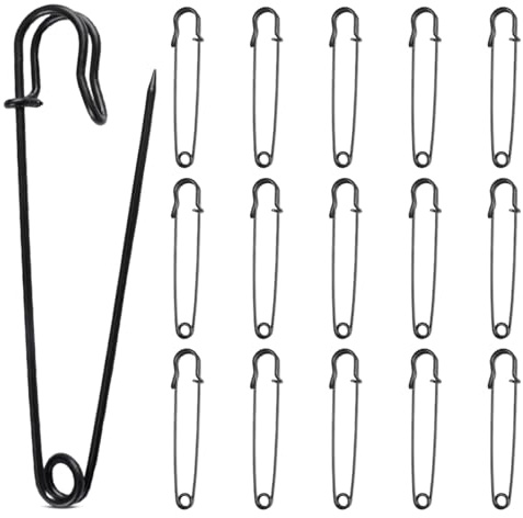 15 Pezzi Spille da Balia Grandi, 10cm Spille di Sicurezza Grandi, per Coperte, Kilt, Tessuto a Maglia, Artigianato, Perfetti Per Fissare Trapunte, Coperte E Così Via (Nero)