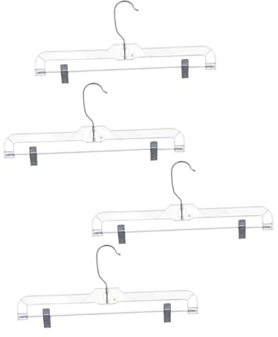FUNNETOYU Perchas para Pantalones y Faldas con Pinzas, 4 Piezas en Color Plata, Material Hierro y Plástico, Ideales para Tiendas de Ropa y Armarios