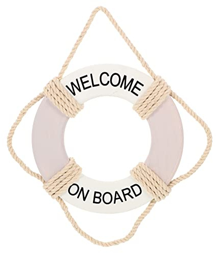 Yardenfun Nautical Wall Decor Lifebuoy Hanging Decoration Mediterranean Style Ring Wall Art for Beach Themed Home Decoration Grey Color for Coastal Decor