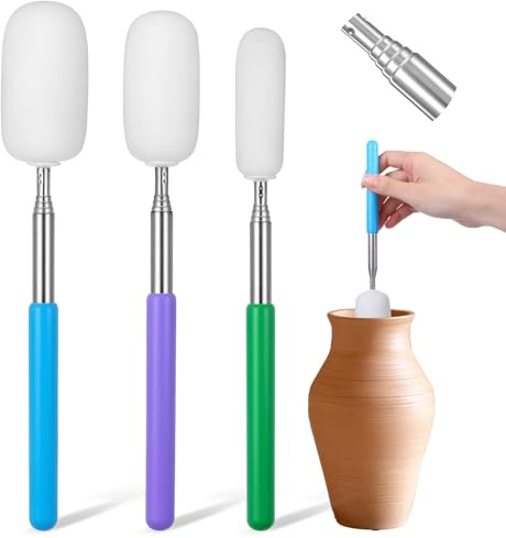 Hpmjz 3 pcs Telescoping Pottery Sponge Stick Long Pottery Sponges Professional Detachable Sponge Extendable Artist Clay Tool Retractable Ceramic Tool for Remove Excess Water Shaping