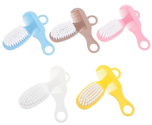 NIYANGLE 5 Sets Care Set Boy Girl Scalp Brush Soft Hair Brush for Newborn Toddlers in Shower Comb for Cradle Cap