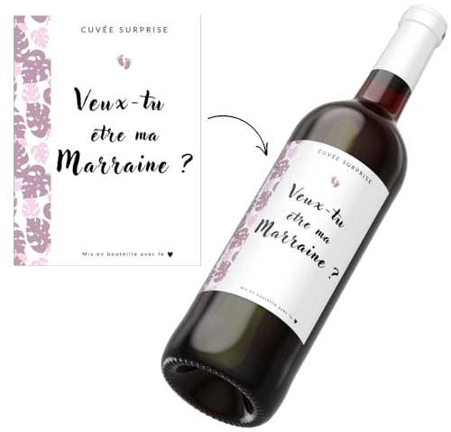 Etichette personalizzate Nascita - (confezione da 3) Vuoi essere la mia madrina? - Per bottiglia di vino - Nascita - Annuncio Gravidanza - Richiesta madrina - Vino Batteme