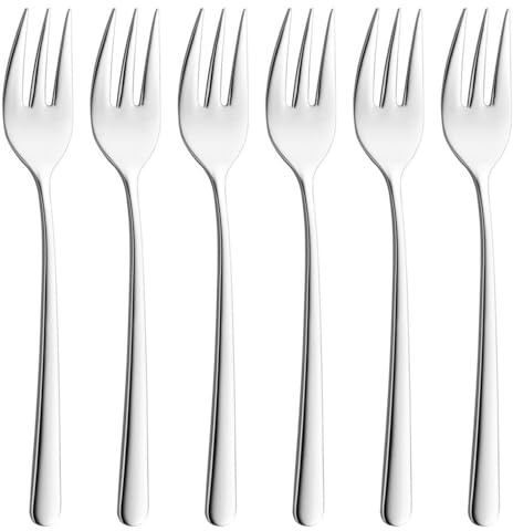QZKJQDD Dinner Forks Set of 6, Large Stainless Steel Table Forks for Home, Kitchen, Restaurant, Heavy Duty and Mirror Polishing Cutlery Forks Set, Dishwasher Safe (14cm)