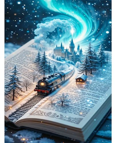 BOWETILE Diamond Painting Weihnachtszug Erwachsene, Weihnachten Weihnachtszug Diamant Painting Bilder für Erwachsene Anfänger, 5D DIY Diamond Art Craft für Home Wand Decor 30x40cm