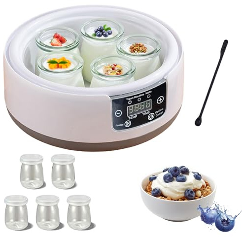 Yoghurt Maker Machine 5 Glass Jars & Stir Stick,1.2L Electric Yogurt Maker