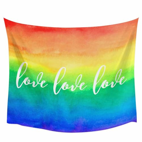 Wandteppich Lgbt Love Parade Gay Farbverlauf Regenbogen Wandbehang Mehrzweck Wandteppiche Waschbar Tapestry Für Wohnzimmer Zimmer Geschenk 130X152CM