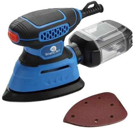 140W Electric Detail Sander Corded Palm Mouse Wood Sanding + Pads
