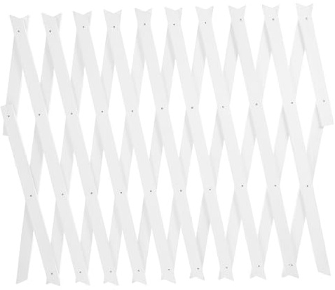 Veemoon Treillis en Bois pour Plantes Grimpantes Extensible Blanc H44, Support Mural Intérieur Et Extérieur, Clôture Ajustable pour Jardin Et Balcon, Panneau Décoratif Multi-usages