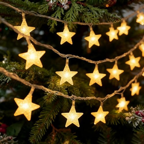 Gekamoyue Cadena de Luces, 3M 30 LED Estrellas Luces, Decoración de Cadena de Luces para Navidad, Fiesta, Cumpleaños, Bodas, Jardín (Bianco Caldo)