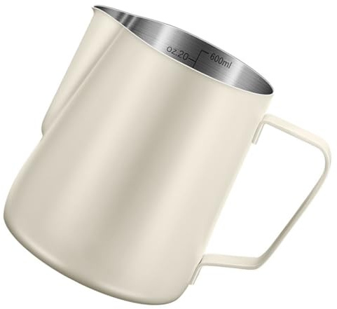 MUCKLILY Brocca per Schiumare Latte in Acciaio 304 da 600 Ml Beccuccio Stretto e Manico Ergonomico Brocca Metallo per Macchina Caffè Espresso e Preparazione Cappuccino Adatta per Uso